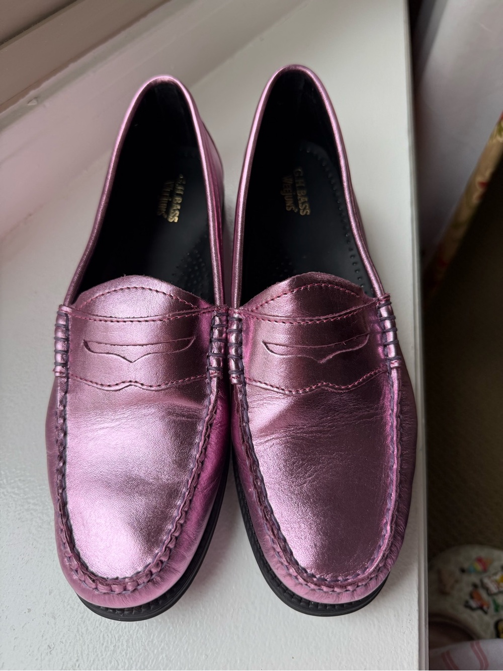G.H. Bass & Co. Metallic Pink Penny Loafers